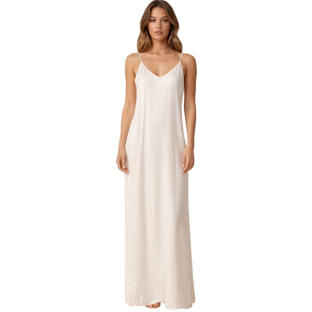 ELIZABETH & JAMES Valerie Ivory Winter White Cream Velour Maxi Dress Size 4